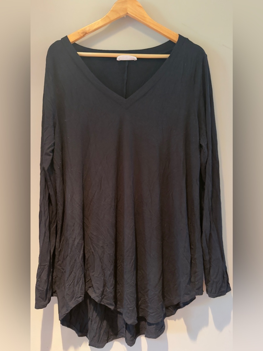 Zenana Outfitters Black V-Neck Long Sleeve Tunic Top XL